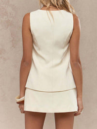 Button Down Sleeveless Top and Skirt Set sleevless top & skirt Luxurious Weddings