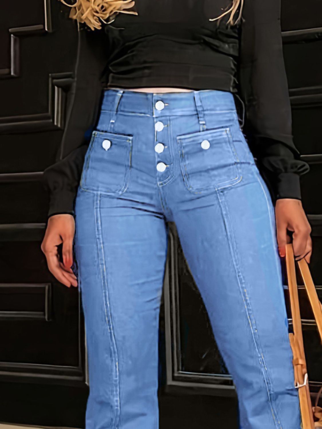 Button Fly High Waist Flare Jeans Jeans & Denim Luxurious Weddings