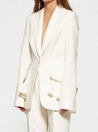 Long Sleeves Single Button Splicing Pleating Suit Jacket Women's Jacket Luxurious Weddings
