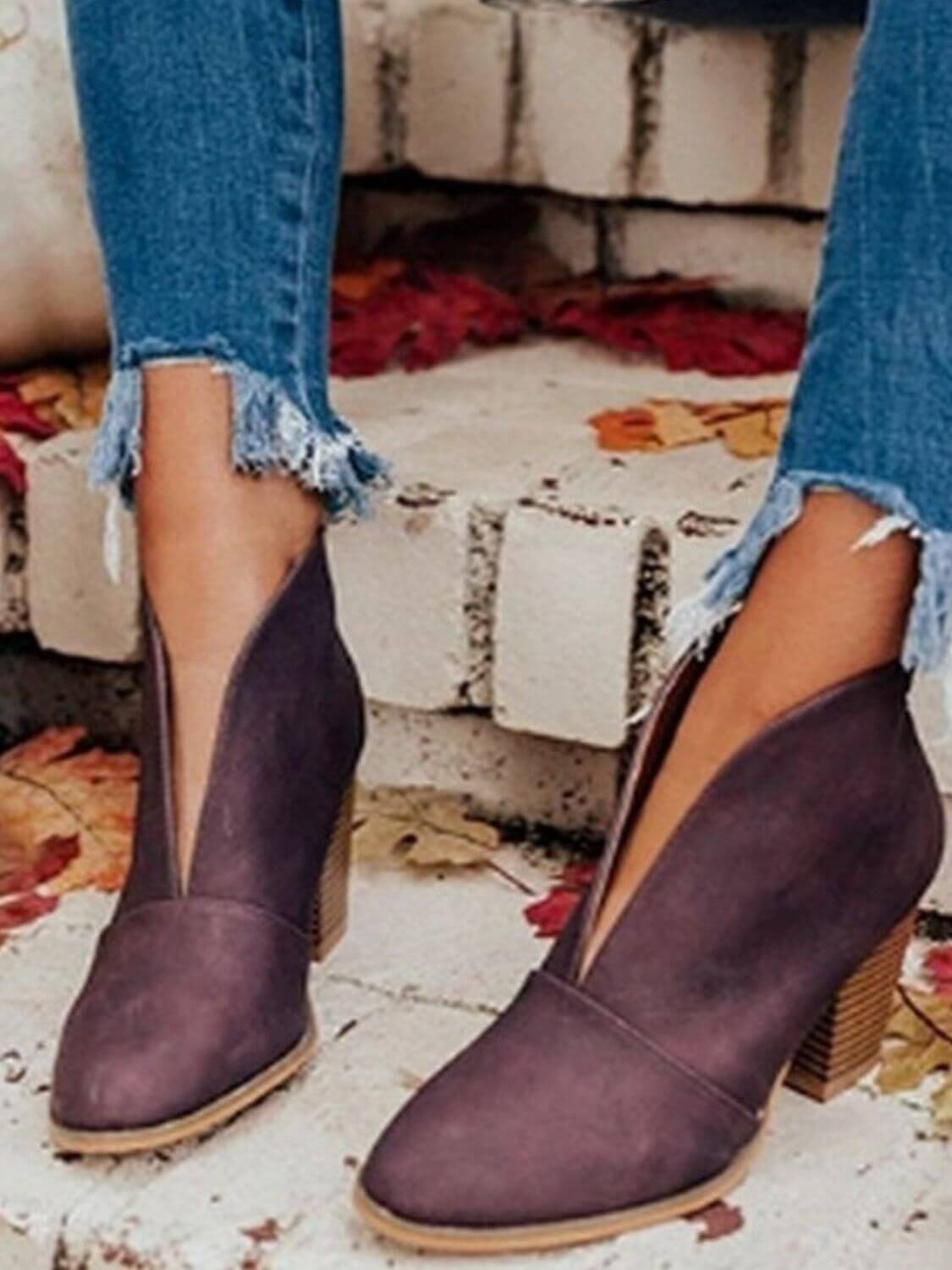 Point Toe Chunky Heeled Ankle Boots boots Luxurious Weddings