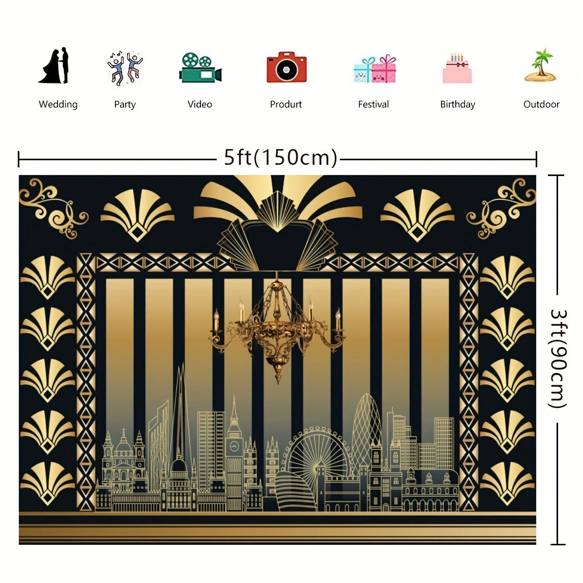 1920s Party Great Gatsby Themed Backdrop Photography Backdrop Luxurious Weddings