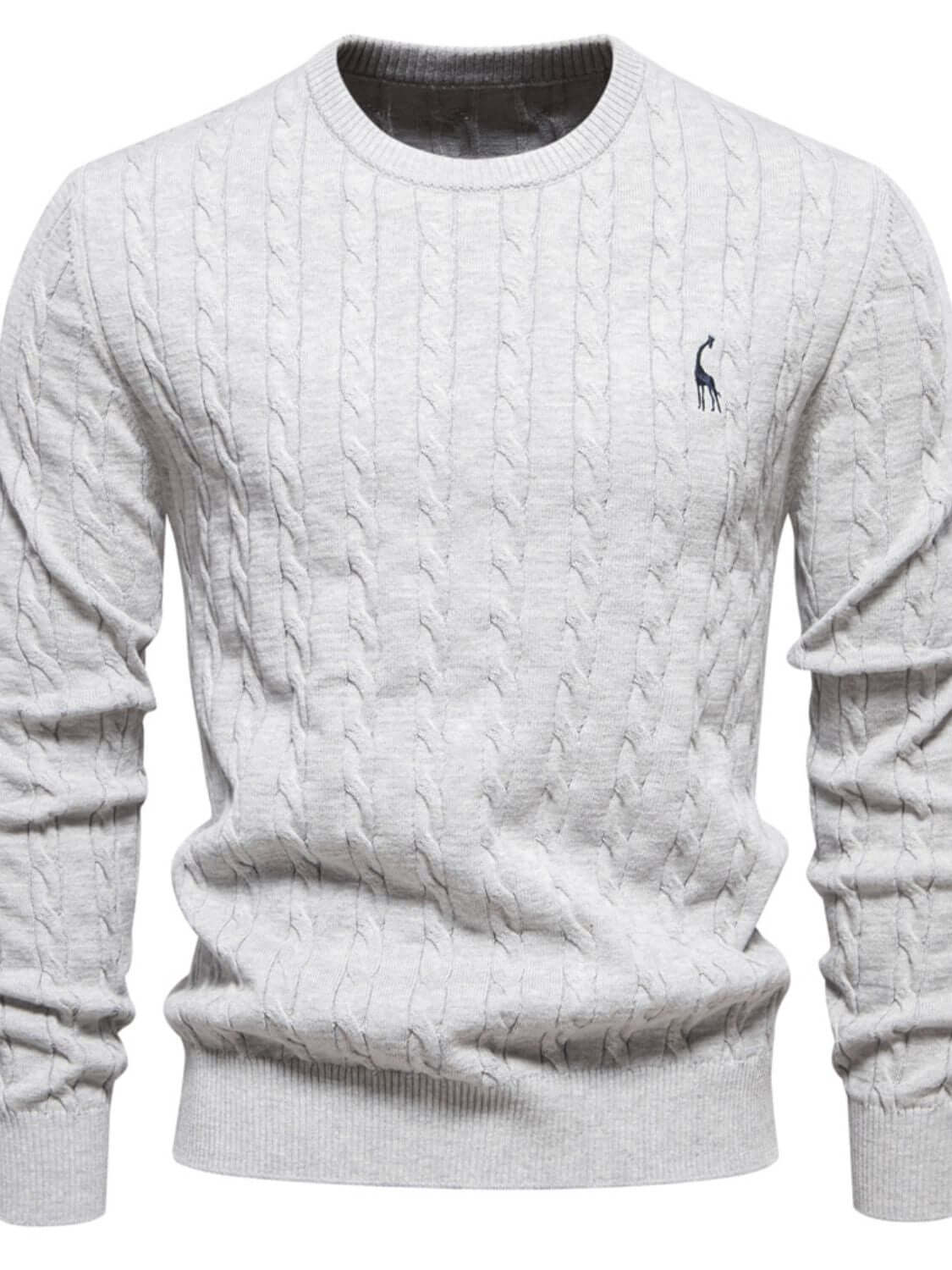 Men's Cable-Knit Round Neck Long Sleeve Sweater Sweatshirts Luxurious Weddings