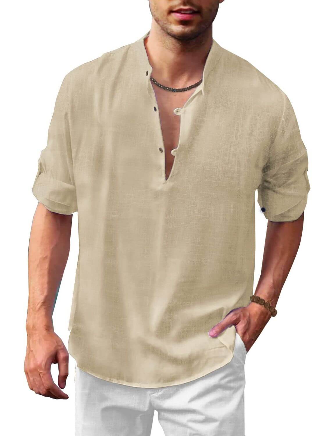 Men's Full Size Half Button Long Sleeve Shirt Plus Size shirts Luxurious Weddings