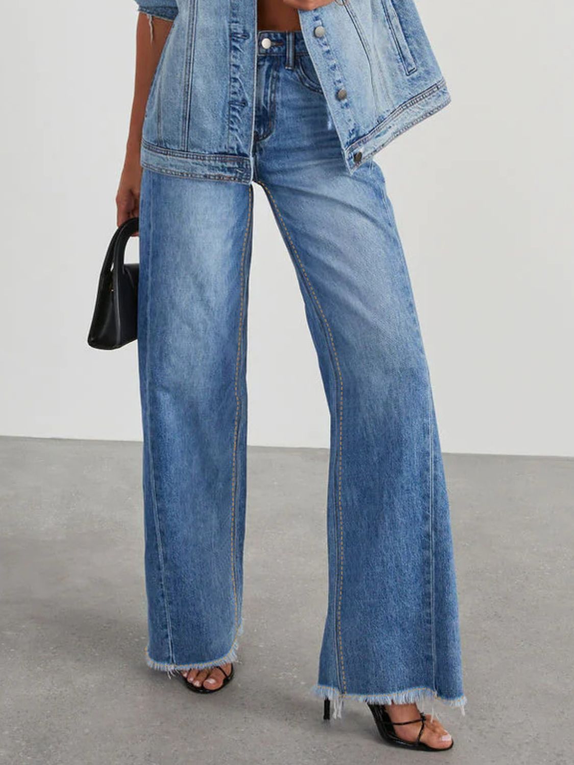 Raw Hem Wide Leg Jeans Jeans Luxurious Weddings