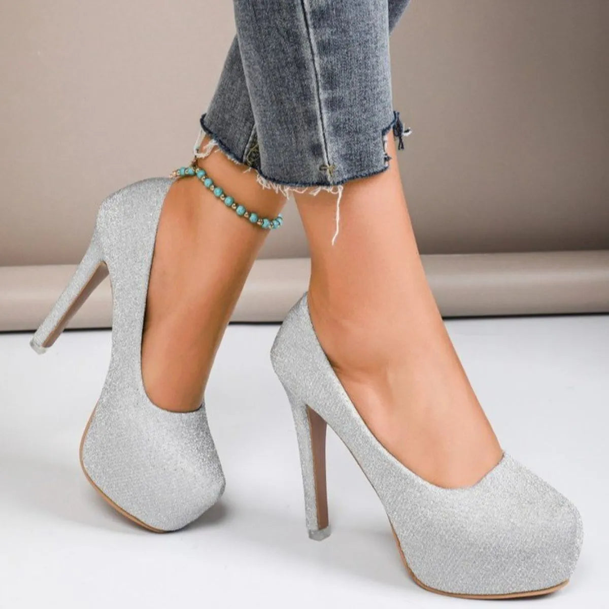 Round Toe Stiletto Pumps High heels Luxurious Weddings