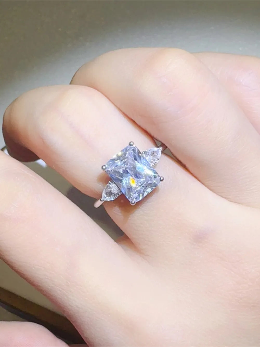 3 Carat Moissanite 925 Sterling Silver Square Shape Ring rings Luxurious Weddings