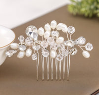 Simple wedding jewelry crystal pearl handmade crystal hair comb Hair Comb Luxurious Weddings