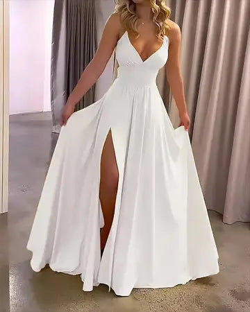 Strappy Dress with Color Slit formal dress Luxurious Weddings