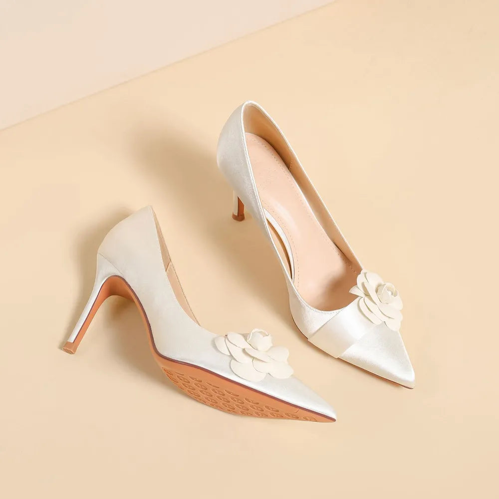 Point Toe Stiletto Pumps Bridal Shoes Luxurious Weddings