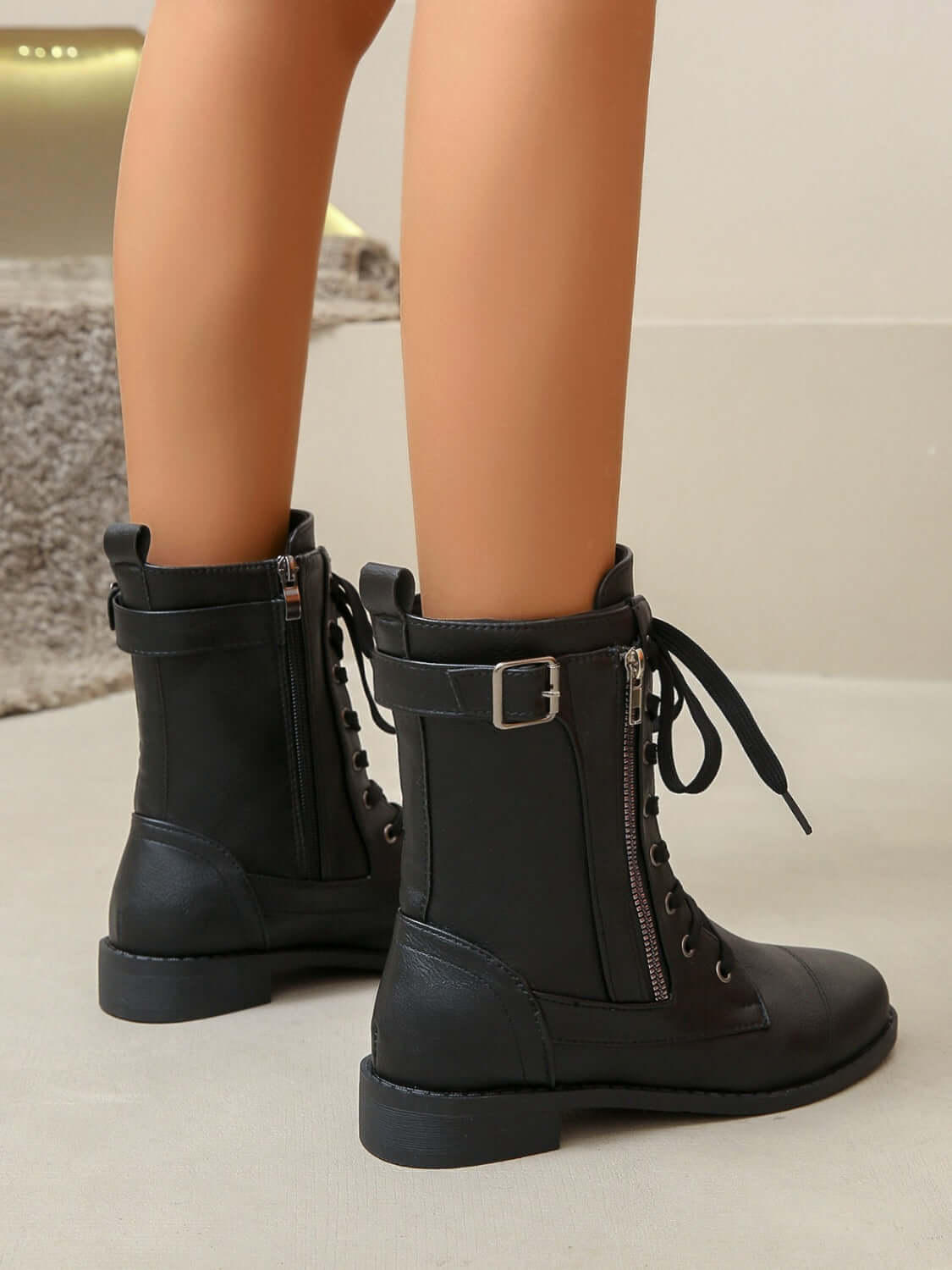 PU Leather Lace-Up Boots boots Luxurious Weddings
