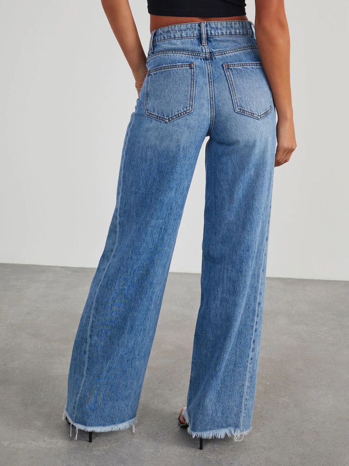 Raw Hem Wide Leg Jeans Jeans Luxurious Weddings