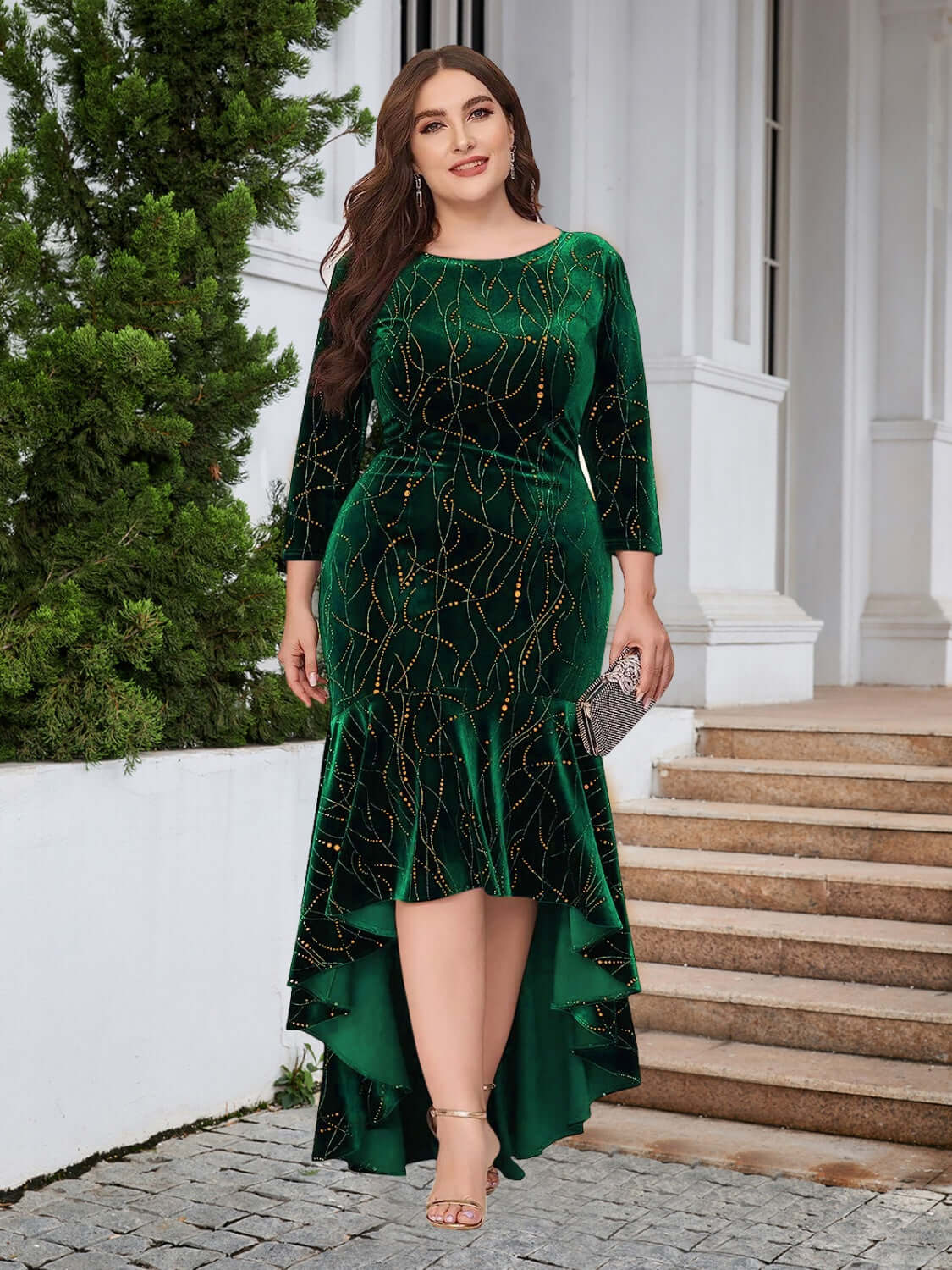 Plus Size Ruffle Hem High-Low Dress plus size dresses Luxurious Weddings