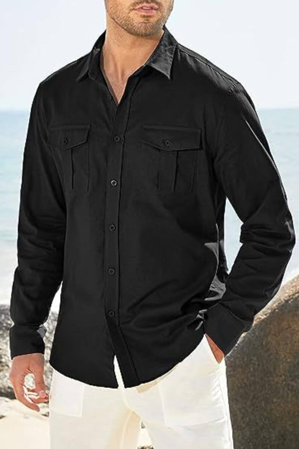 Men's Plus Size Button Down Collared Neck Long Sleeve Shirt shirts Luxurious Weddings