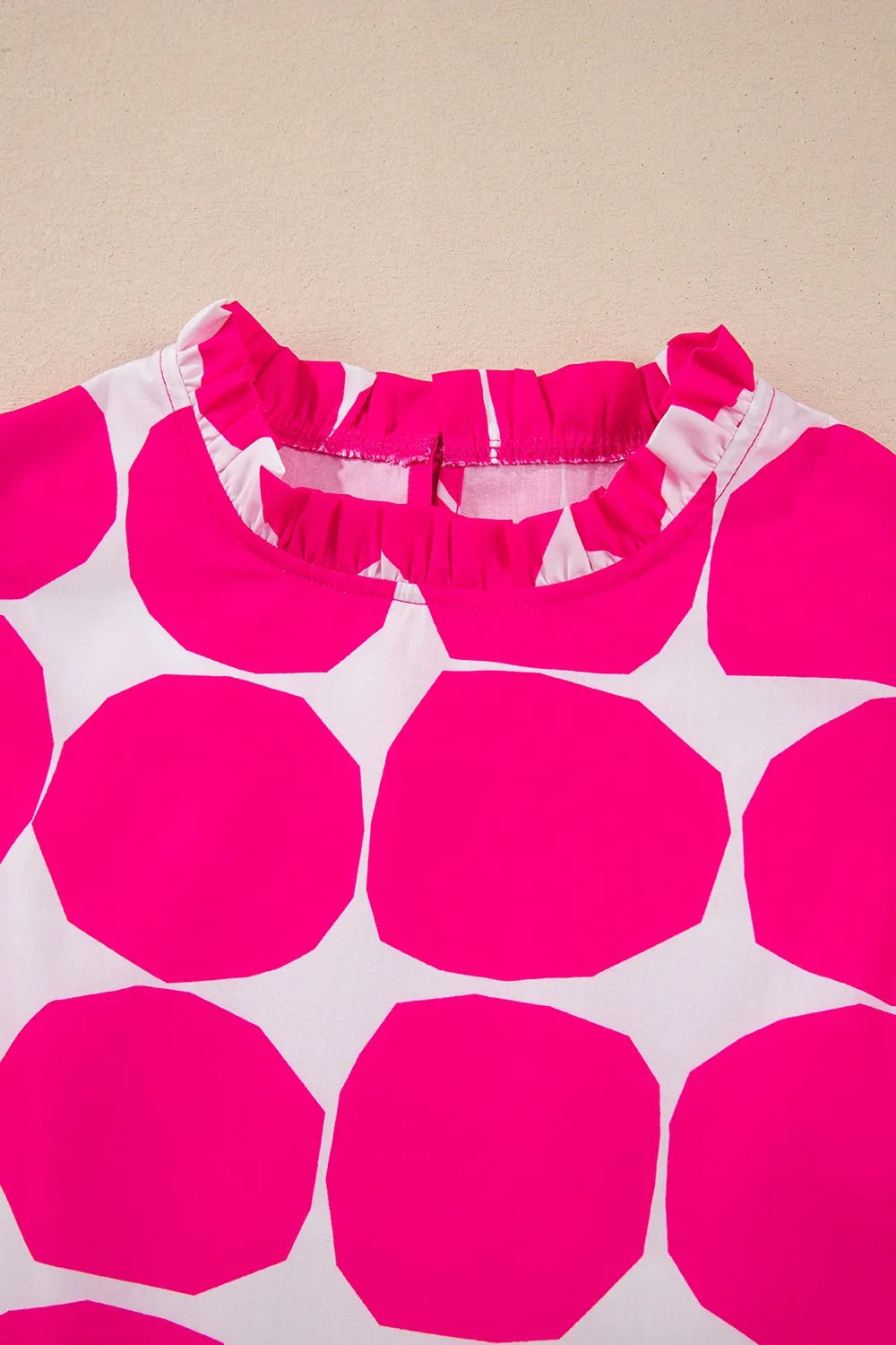 Bubblegum Pattern Frilled Collar Flutter Sleeve Top Blouses Luxurious Weddings