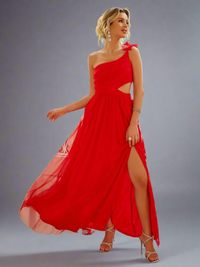 Cutout One-Shoulder Maxi Dress β Slit Formal Dress