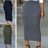 Solid color elastic waistband medium length skirt mid length skirt Luxurious Weddings