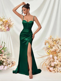 Champagne Corset Front Satin Evening Dress Dresses Luxurious Weddings