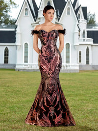 Purple Backless Off the Shoulder Evening Gown Dresses Luxurious Weddings