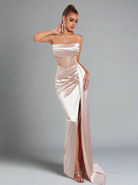 Green Strapless Evening Dress Dresses Luxurious Weddings