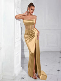 Green Strapless Evening Dress Dresses Luxurious Weddings