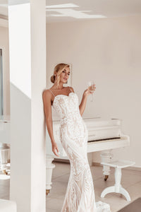 Tina Holly White/Nude Sequin Gown Wedding Dress Luxurious Weddings