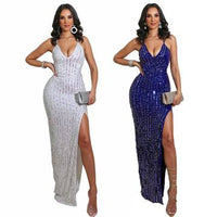 Backless Strap Slit Sequins Nightclub Party Dress backless dress Luxurious Weddings