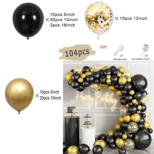 Black and Gold Balloons Garland Arch Kit Balloon Garlands Luxurious Weddings