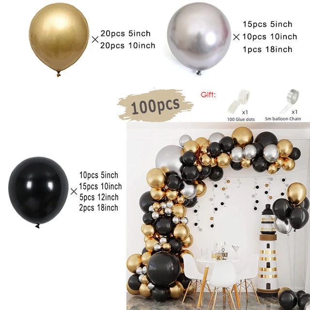 Black and Gold Balloons Garland Arch Kit Balloon Garlands Luxurious Weddings