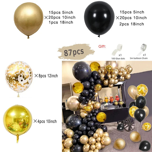 Black and Gold Balloons Garland Arch Kit Balloon Garlands Luxurious Weddings