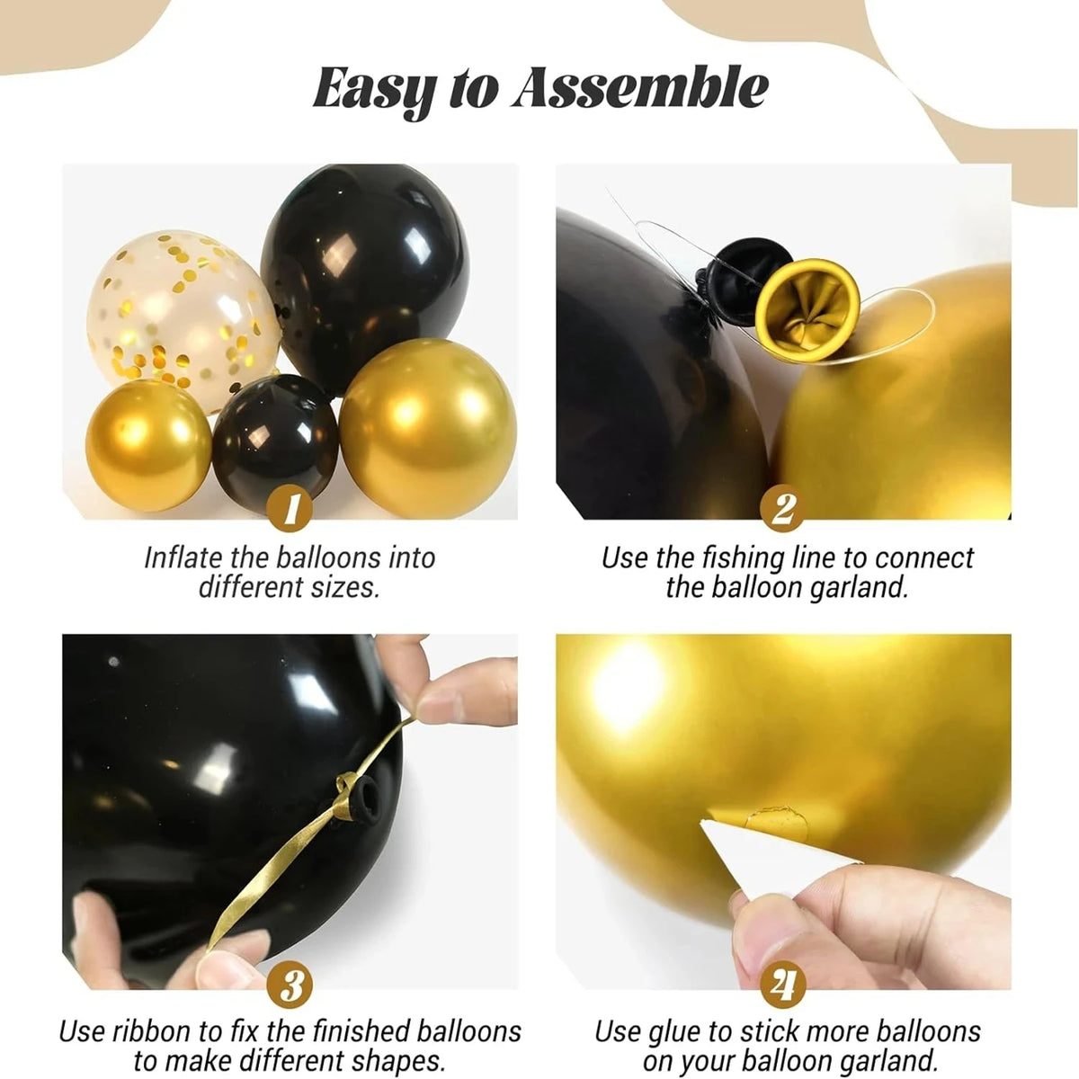 Black and Gold Balloons Garland Arch Kit Balloon Garlands Luxurious Weddings
