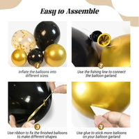 Black and Gold Balloons Garland Arch Kit Balloon Garlands Luxurious Weddings