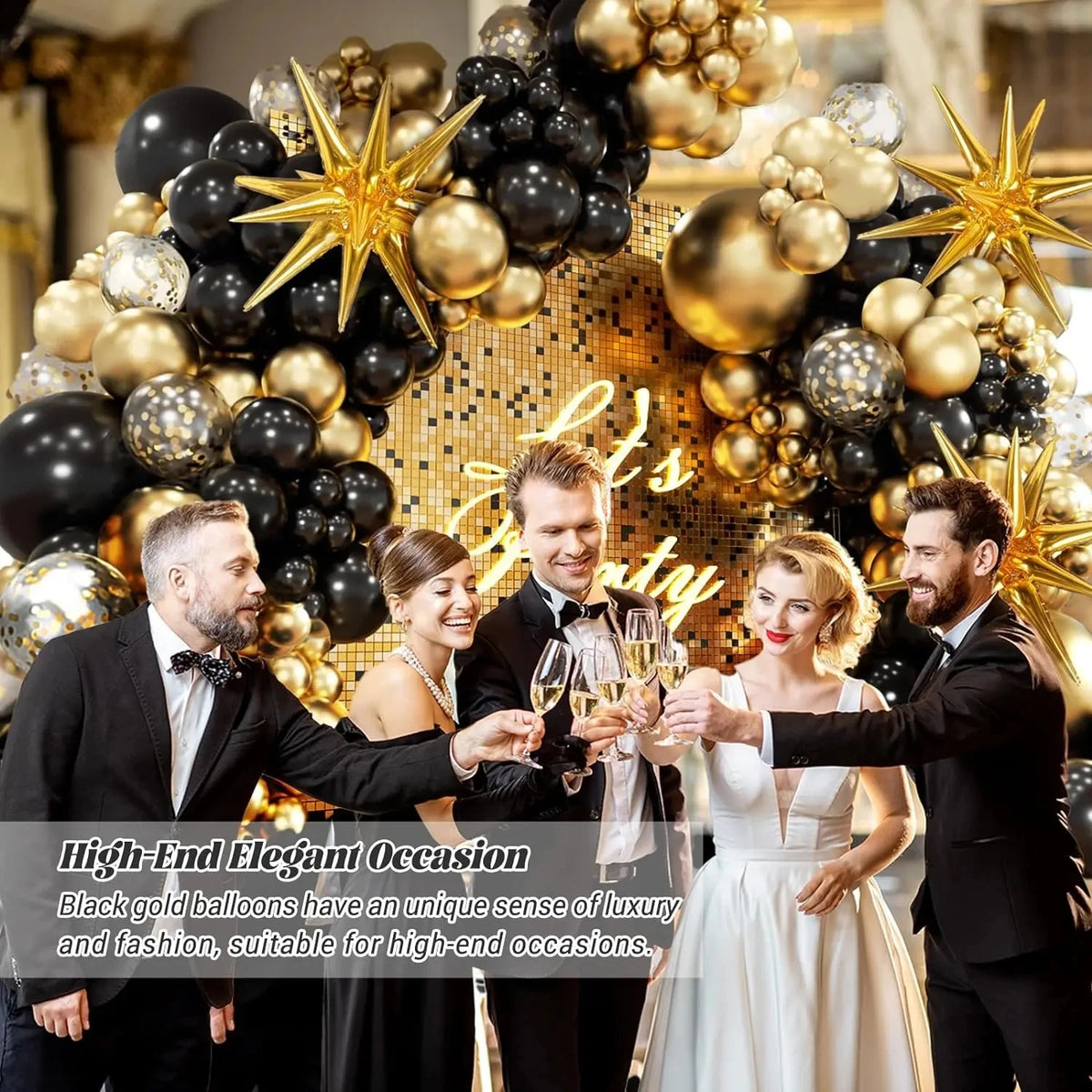 Black and Gold Balloons Garland Arch Kit Balloon Garlands Luxurious Weddings