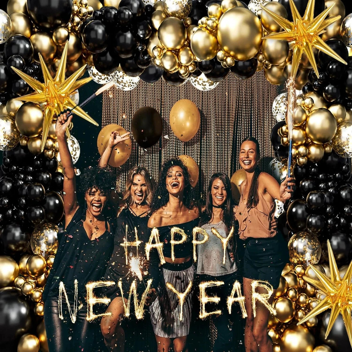 Black and Gold Balloons Garland Arch Kit Balloon Garlands Luxurious Weddings