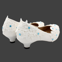 Blue Crystal Lace Flower Wedding Pump Shoes Bridal Shoes Luxurious Weddings