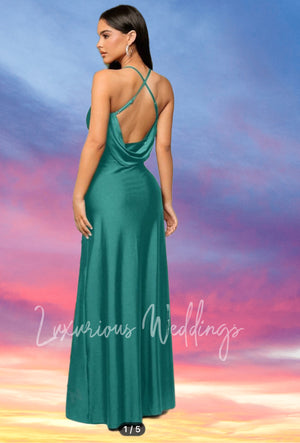 Backless plunge bridesmaid dress