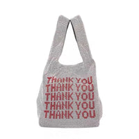 Thank You Crystal Sequins Bags Tote Bag
