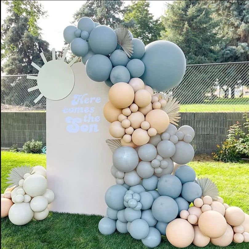 Cream Blue Beige Balloon Garland Arch Kit Balloon Garlands Luxurious Weddings