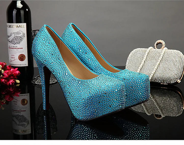 Crystal Pumps Platform High Heels Wedding Shoes rhinestone pumps Luxurious Weddings