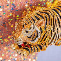 Tiger Crystal Evening Clutch Bag with intricate rhinestone detailing, perfect for luxurious weddings and glamorous occasions.