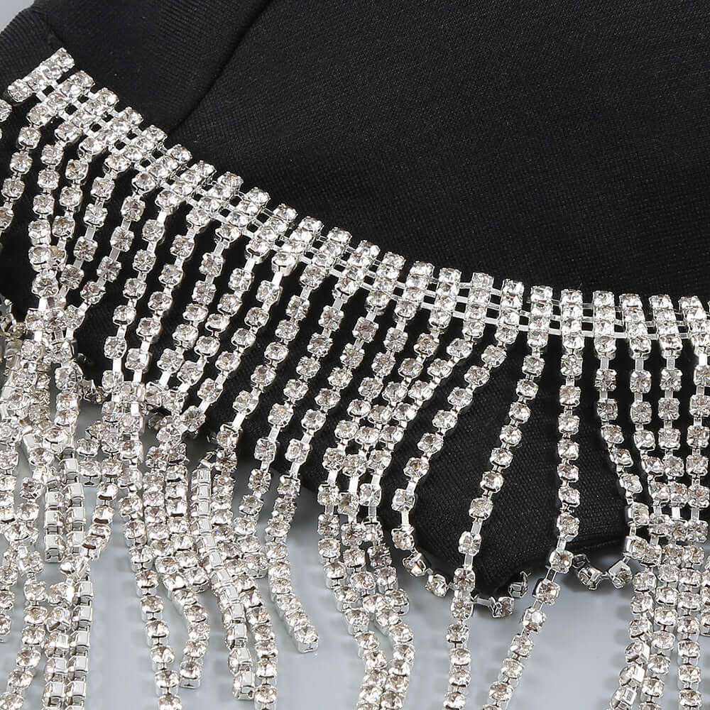 Luxury Heavy Tassel High Waist Slit Suspender Dress Formal Dress Luxurious Weddings