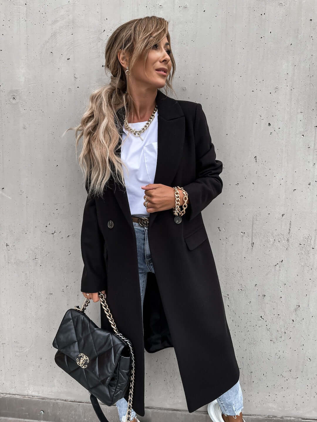Autumn & Winter color lapel, medium length button down woolen coat, Women's Jacket Luxurious Weddings