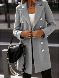 Long sleeved Suit Collar Double breasted Coat Women's Coat Luxurious Weddings