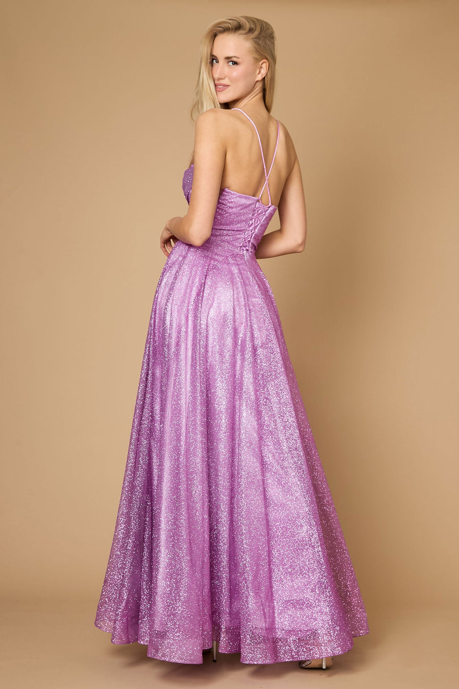Sparkling Cowl Corset Prom Dress – Sequin Gown with Slit & Spaghetti Straps Maxi Dress Luxurious Weddings