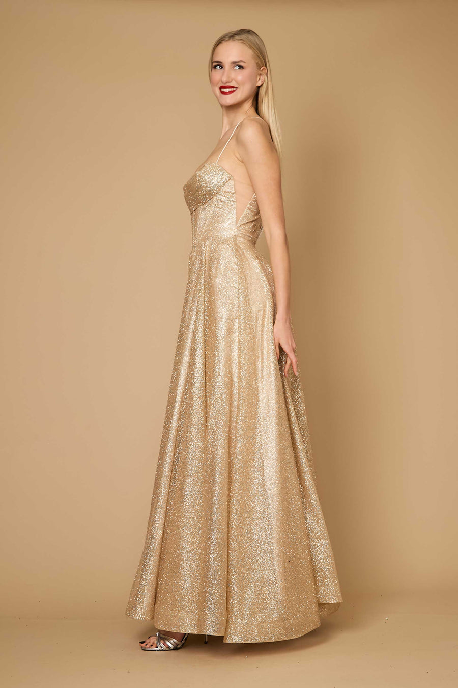 Sparkling Cowl Corset Prom Dress – Sequin Gown with Slit & Spaghetti Straps Maxi Dress Luxurious Weddings