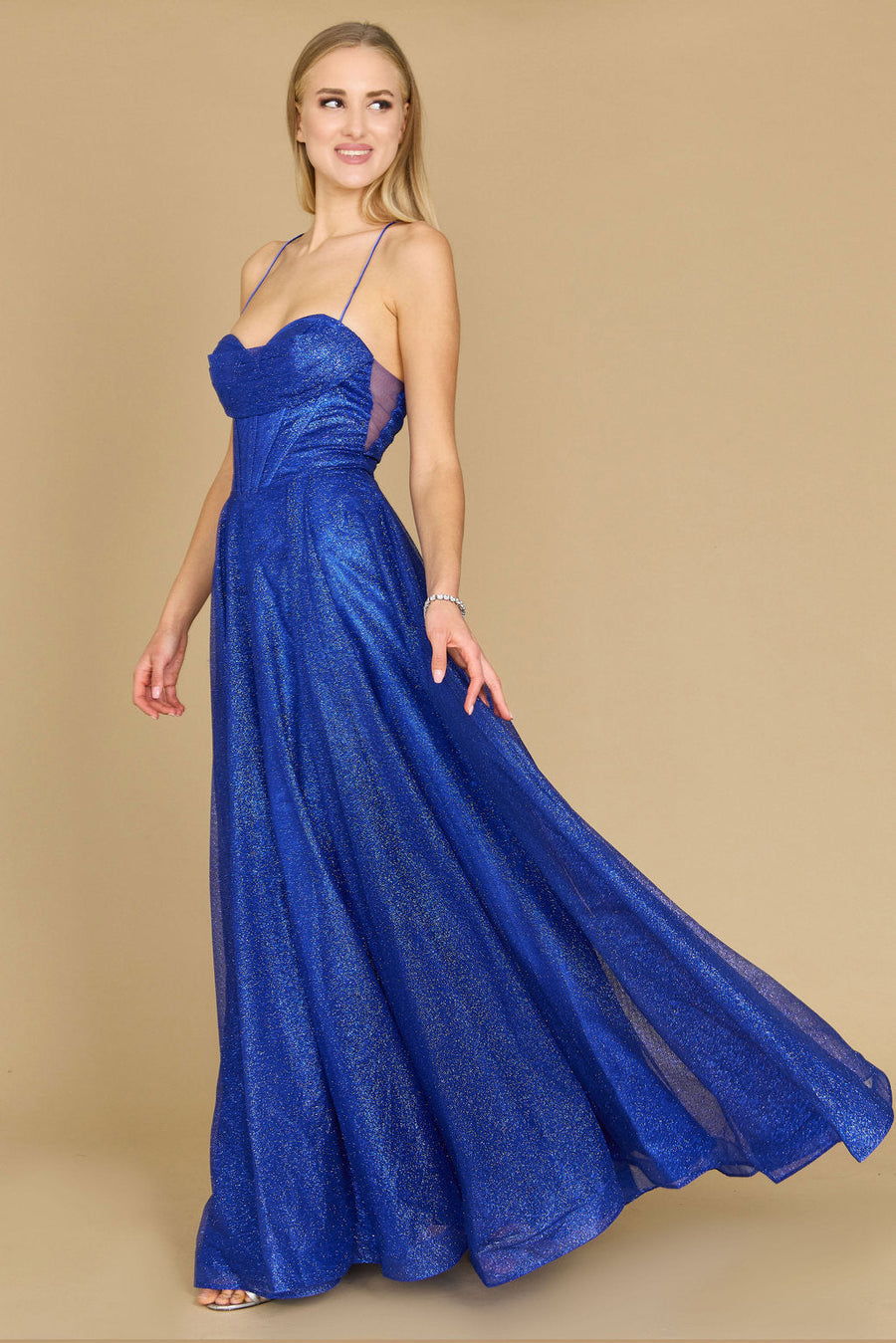 Sparkling Cowl Corset Prom Dress – Sequin Gown with Slit & Spaghetti Straps Maxi Dress Luxurious Weddings