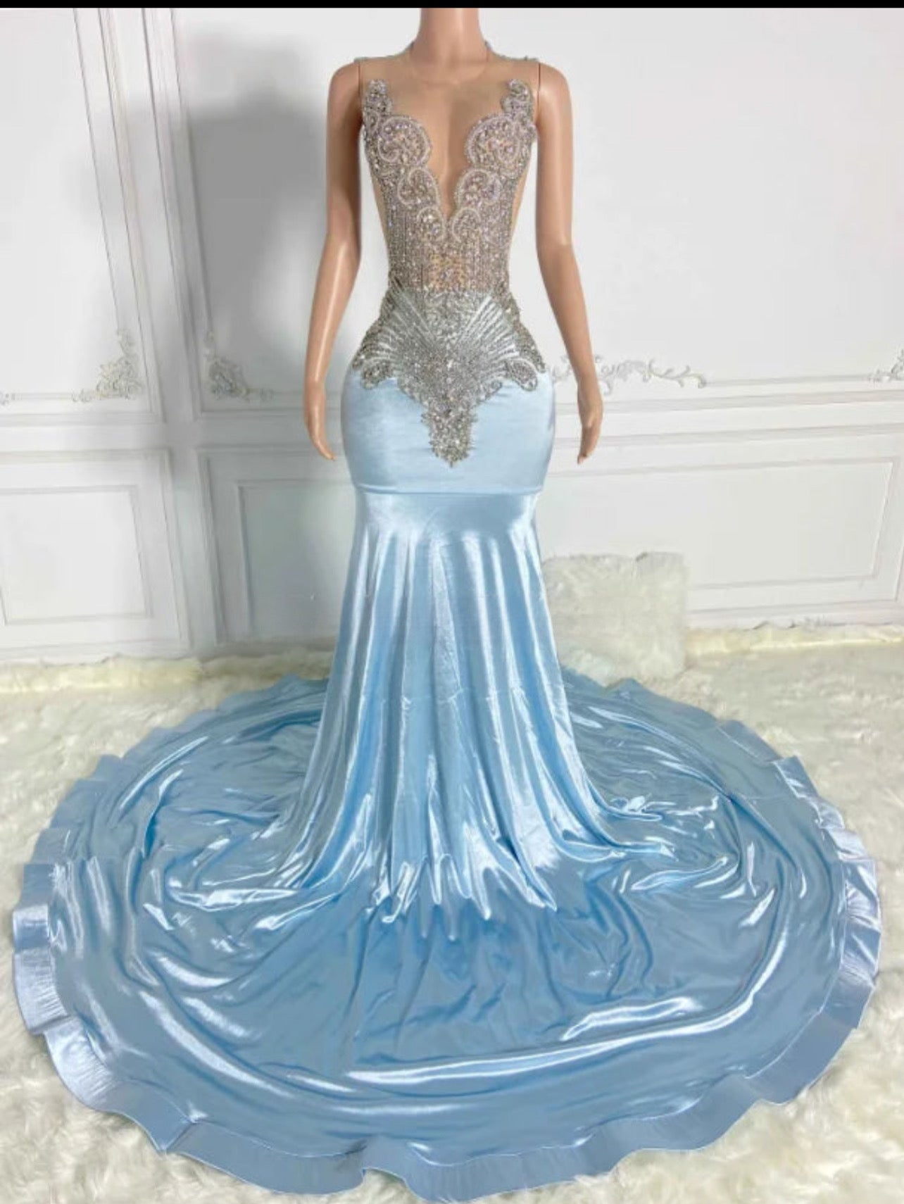 Sky Blue Ball Gown Prom Dress Luxurious Weddings