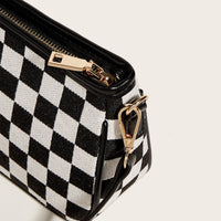 All-Match Black & White Checkerboard Underarm Bag