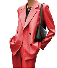 Einfarbiger 2-teiliger Damenanzug mit Hose