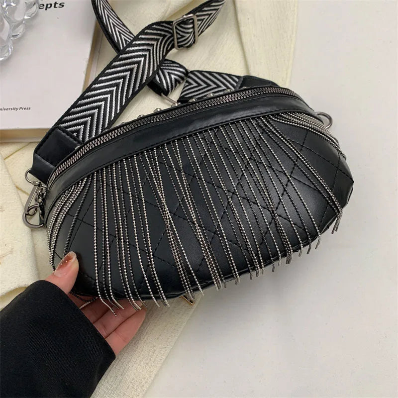 Tassel Leather Shoulder Crossbody Chest Bag