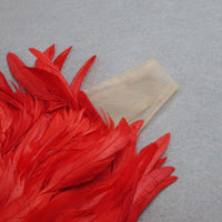 Stylish High Waist Feather Design Red Sequins Dress Feather Dress Luxurious Weddings